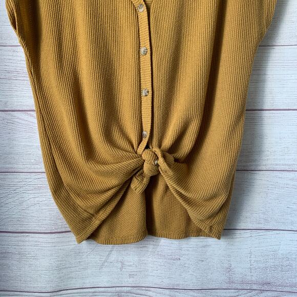 Eyeshadow Golden Yellow Cardigan Knit Sweater Button Up Size Small - Picture 6 of 14